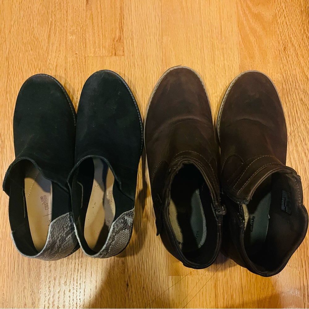 CLARKS Twin Set - Women's Suede and Leather Ankle Boots - Size 7 - Picture 2 of 16